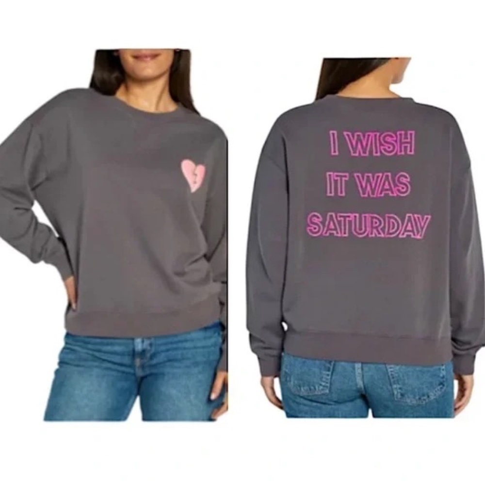 Wildfox “Wish it was Saturday“ Graphic Sweatshirt 45741